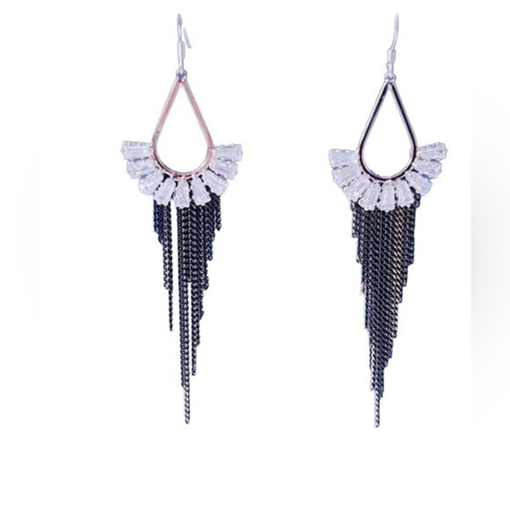 18K GP White zircon Dangle Earrings
